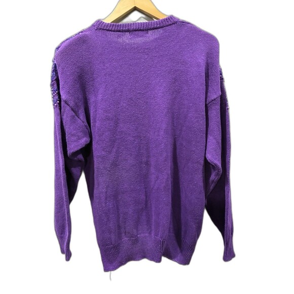 Beautifully Mia Beaded Purple Statement Sweater (M) - Picture 3 of 7